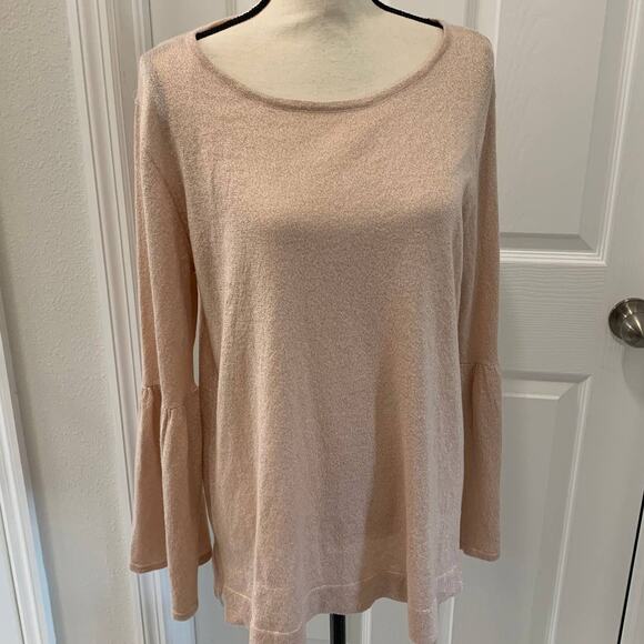 NWOT Calvin Klein Gold Metallic Bell Sleeved Sweater - XL - Picture 1 of 7